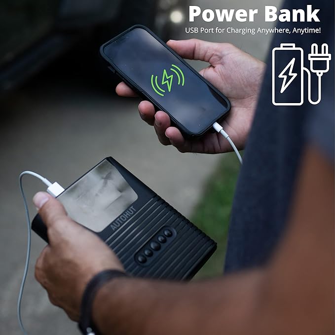 AUTOHUT Portable Air Compressor with Jump Starter and Power Bank