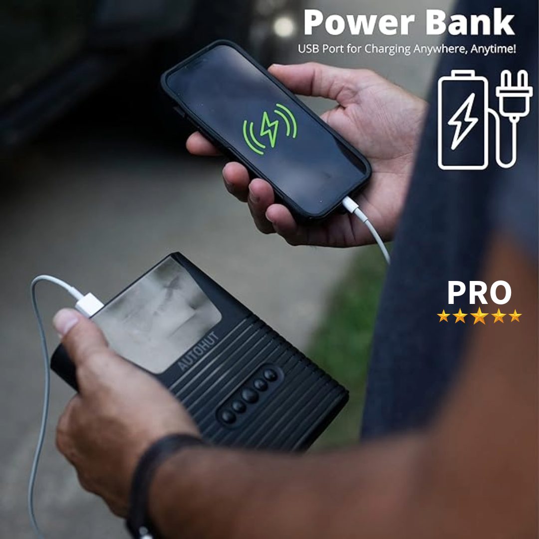 AUTOHUT PRO -Portable Air Compressor with Jump Starter and Power Bank